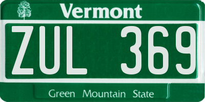 VT license plate ZUL369