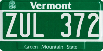 VT license plate ZUL372