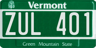 VT license plate ZUL401