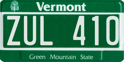VT license plate ZUL410