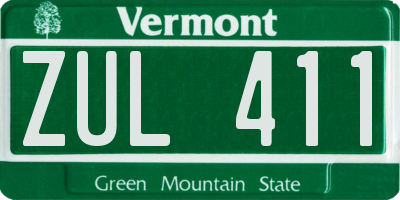 VT license plate ZUL411