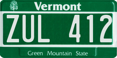 VT license plate ZUL412
