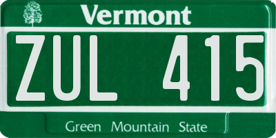 VT license plate ZUL415