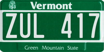 VT license plate ZUL417