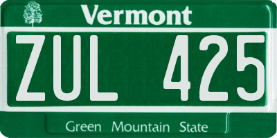 VT license plate ZUL425