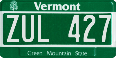 VT license plate ZUL427