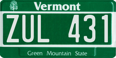 VT license plate ZUL431