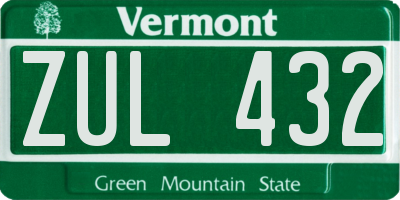 VT license plate ZUL432