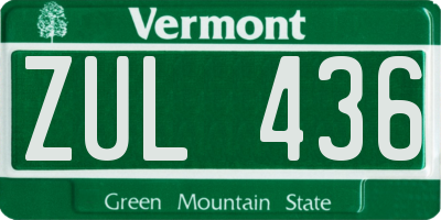 VT license plate ZUL436