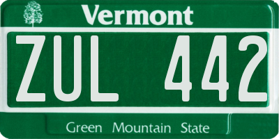 VT license plate ZUL442