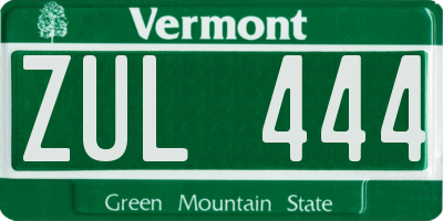VT license plate ZUL444