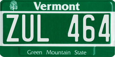 VT license plate ZUL464