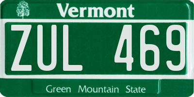 VT license plate ZUL469