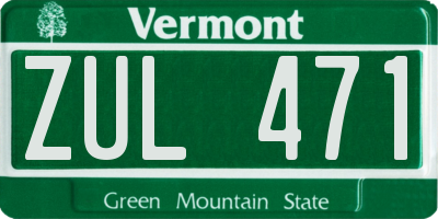 VT license plate ZUL471