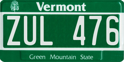 VT license plate ZUL476