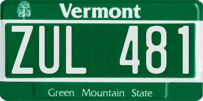 VT license plate ZUL481