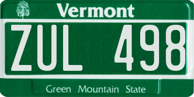 VT license plate ZUL498