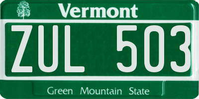 VT license plate ZUL503