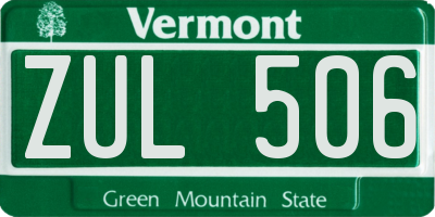 VT license plate ZUL506