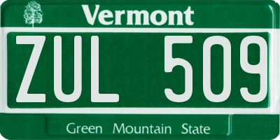 VT license plate ZUL509
