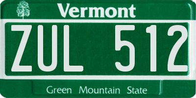 VT license plate ZUL512
