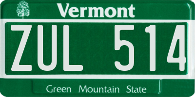 VT license plate ZUL514