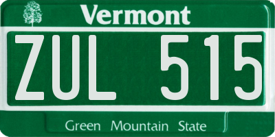 VT license plate ZUL515