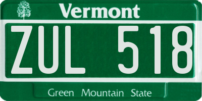 VT license plate ZUL518