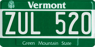VT license plate ZUL520