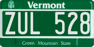 VT license plate ZUL528
