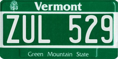 VT license plate ZUL529