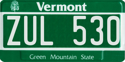 VT license plate ZUL530