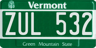 VT license plate ZUL532