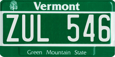 VT license plate ZUL546