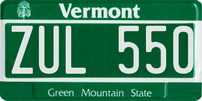 VT license plate ZUL550