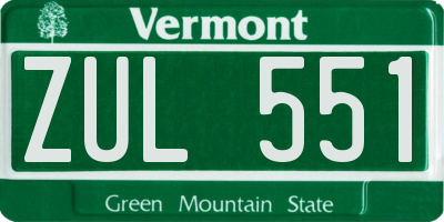 VT license plate ZUL551