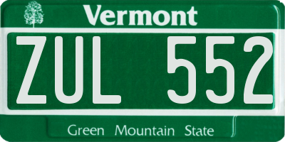 VT license plate ZUL552