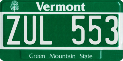 VT license plate ZUL553