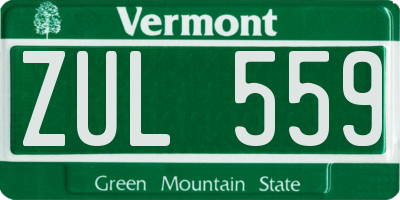 VT license plate ZUL559