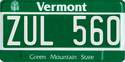 VT license plate ZUL560