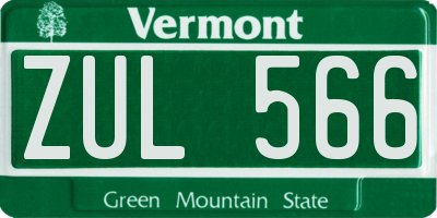 VT license plate ZUL566