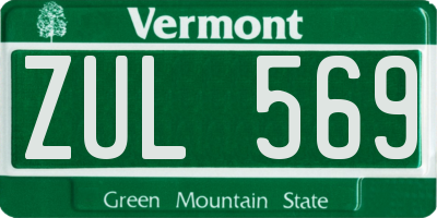 VT license plate ZUL569