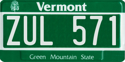 VT license plate ZUL571