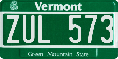 VT license plate ZUL573
