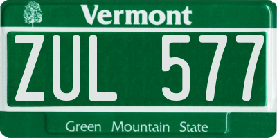 VT license plate ZUL577