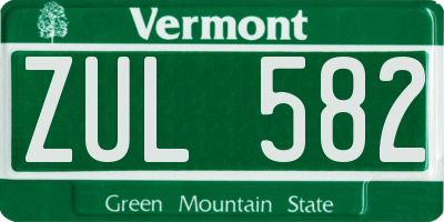 VT license plate ZUL582