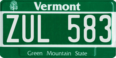 VT license plate ZUL583