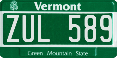 VT license plate ZUL589