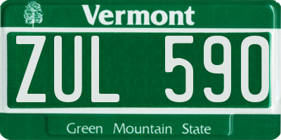 VT license plate ZUL590