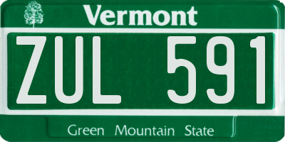 VT license plate ZUL591